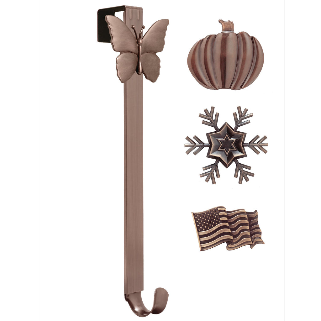 Wreath Hangers - Adapt™ Adjustable Length Wreath Hanger With 4 Interchangeable Icons - Oil-Rubbed Bronze