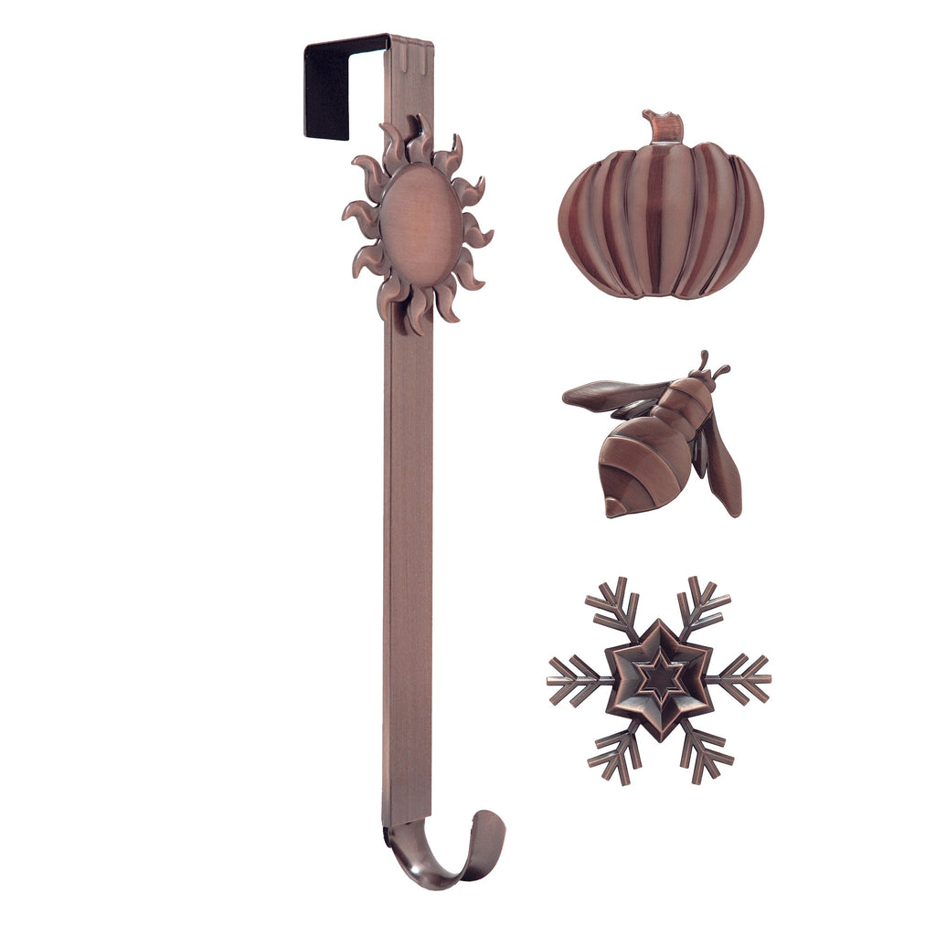 Wreath Hangers - Adapt™ Adjustable Length Wreath Hanger With 4 Interchangeable Icons - Oil-Rubbed Bronze