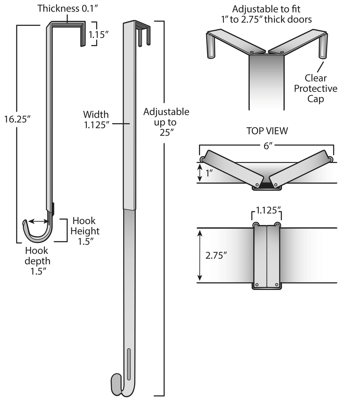 Wreath Hangers - Adapt?äó Adjustable Wreath Hanger, Top & Length Adjustable Version - Antique Brass