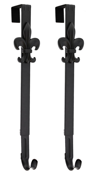 Wreath Hangers - Adapt?äó Adjustable Wreath Hanger With Fleur-de-lis Icon - Black 2 Pack