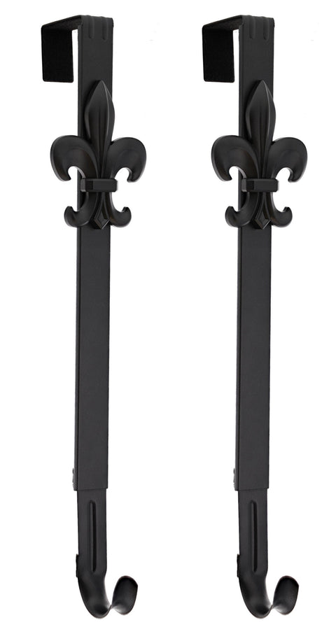 Wreath Hangers - Adapt™ Adjustable Wreath Hanger With Fleur-de-lis Icon - Black 2 Pack