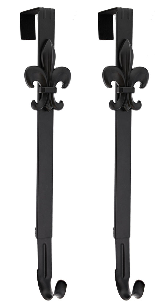 Wreath Hangers - Adapt™ Adjustable Wreath Hanger With Fleur-de-lis Icon - Black 2 Pack