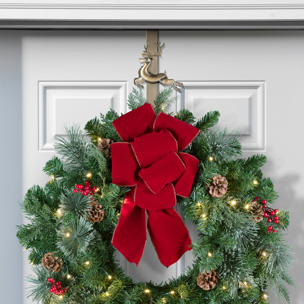 Wreath Hangers - Adapt™ Adjustable Wreath Hanger With Reindeer Icon - Antique Brass